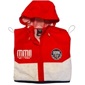 💥Born Fly Longsleeve Windbreaker with Hoodie Rain Jacket. Men's Size: Medium.